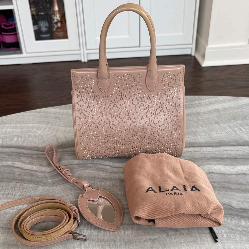 Alaia Nude Studded Tote Bag - Picture 5 of 7